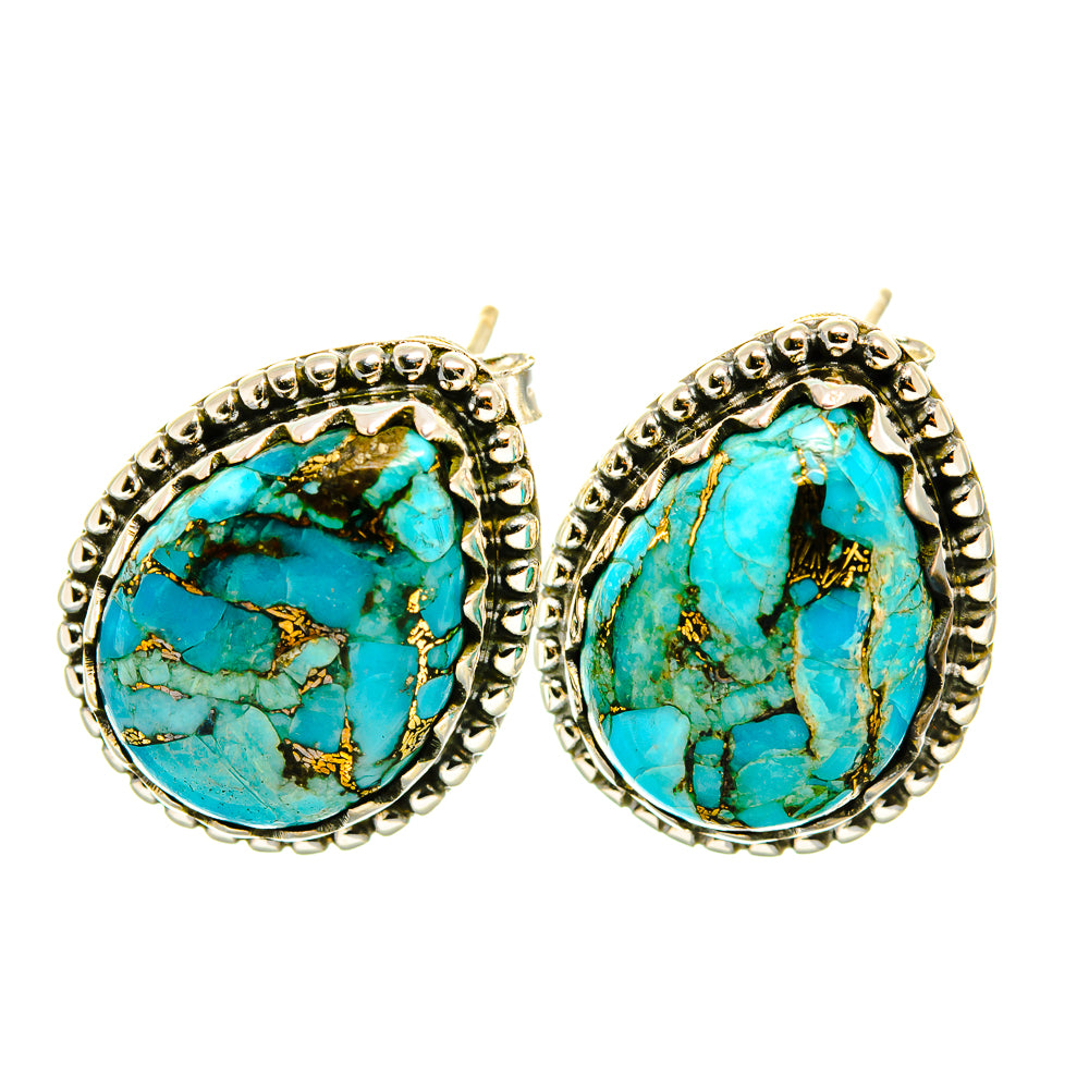 Blue Copper Composite Turquoise Earrings handcrafted by Ana Silver Co - EARR418102