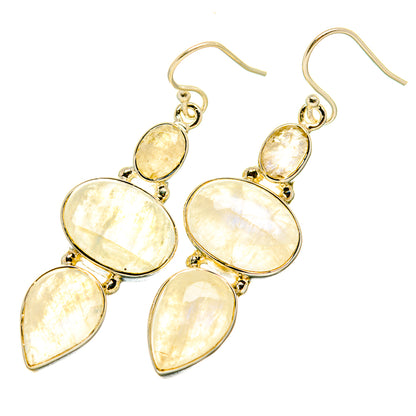 Rainbow Moonstone Earrings handcrafted by Ana Silver Co - EARR418114