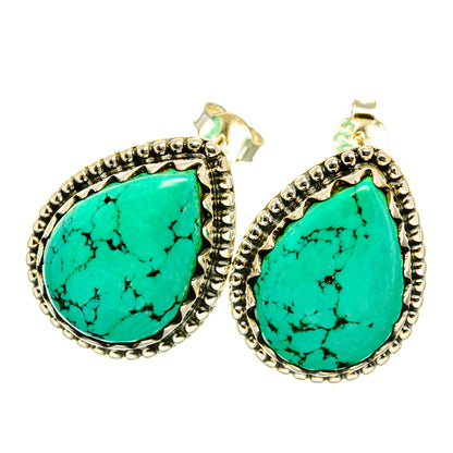 Tibetan Turquoise Earrings handcrafted by Ana Silver Co - EARR418117