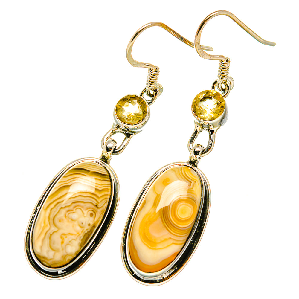 Laguna Lace Agate, Citrine Earrings handcrafted by Ana Silver Co - EARR418121