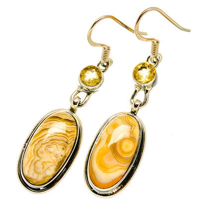 Laguna Lace Agate, Citrine Earrings handcrafted by Ana Silver Co - EARR418121