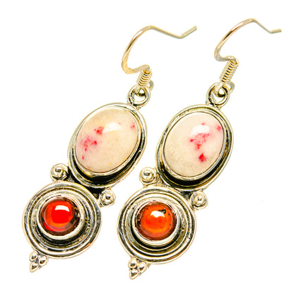 Thulite, Garnet Earrings handcrafted by Ana Silver Co - EARR418128