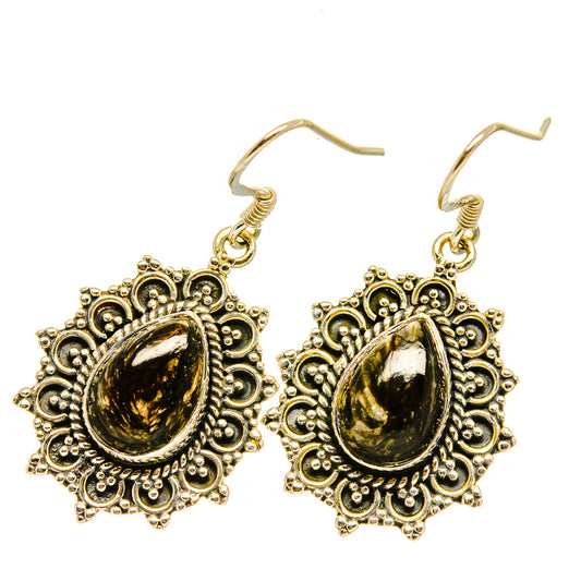 Golden Seraphinite Earrings handcrafted by Ana Silver Co - EARR418130