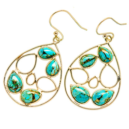 Blue Copper Composite Turquoise Earrings handcrafted by Ana Silver Co - EARR418131