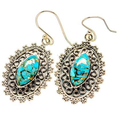 Blue Copper Composite Turquoise Earrings handcrafted by Ana Silver Co - EARR418137