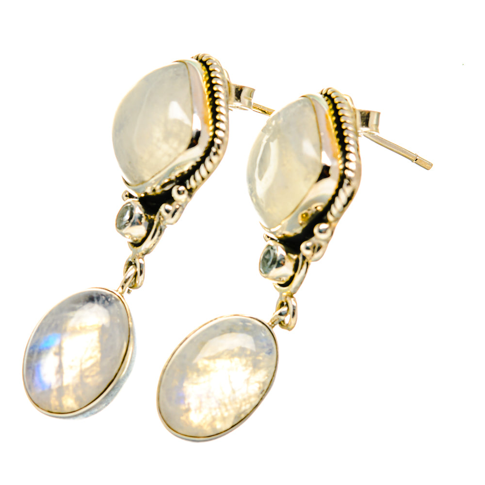 Rainbow Moonstone Earrings handcrafted by Ana Silver Co - EARR418138