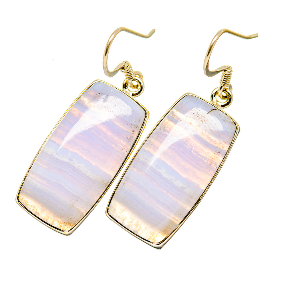 Blue Lace Agate Earrings handcrafted by Ana Silver Co - EARR418141