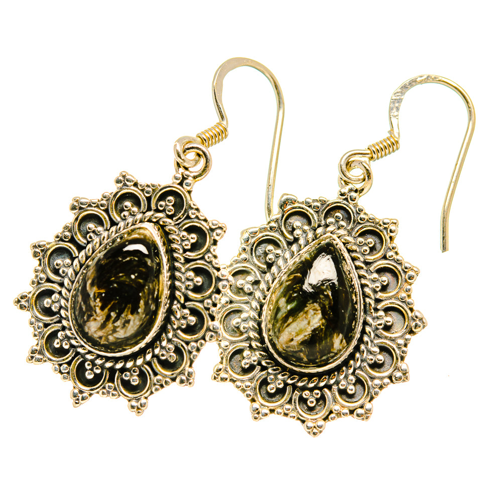 Golden Seraphinite Earrings handcrafted by Ana Silver Co - EARR418173