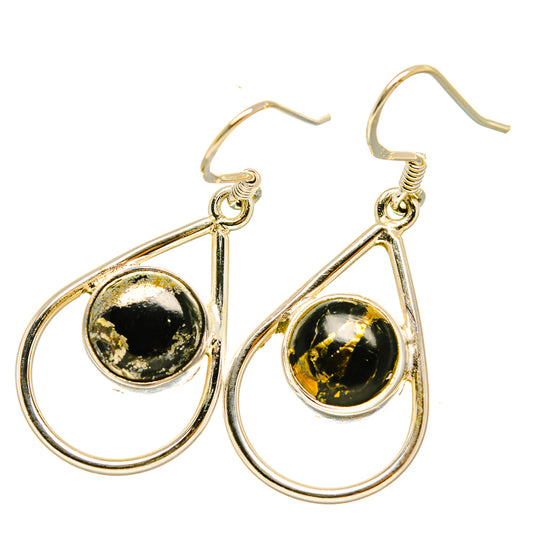 Golden Seraphinite Earrings handcrafted by Ana Silver Co - EARR418183