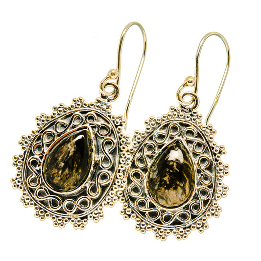 Golden Seraphinite Earrings handcrafted by Ana Silver Co - EARR418191