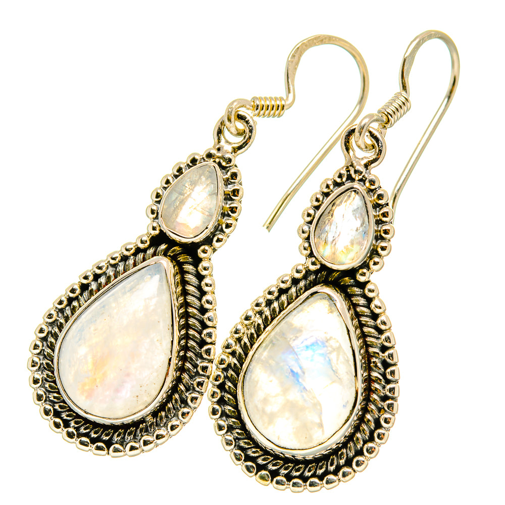Rainbow Moonstone Earrings handcrafted by Ana Silver Co - EARR418199