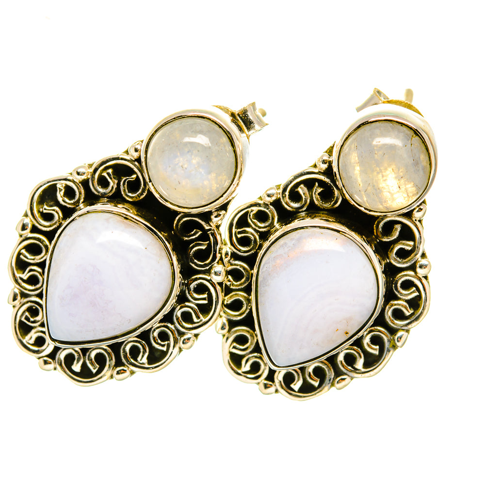 Blue Lace Agate Earrings handcrafted by Ana Silver Co - EARR418252