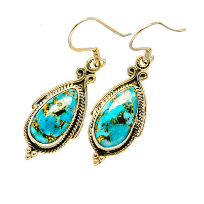 Blue Copper Composite Turquoise Earrings handcrafted by Ana Silver Co - EARR418263