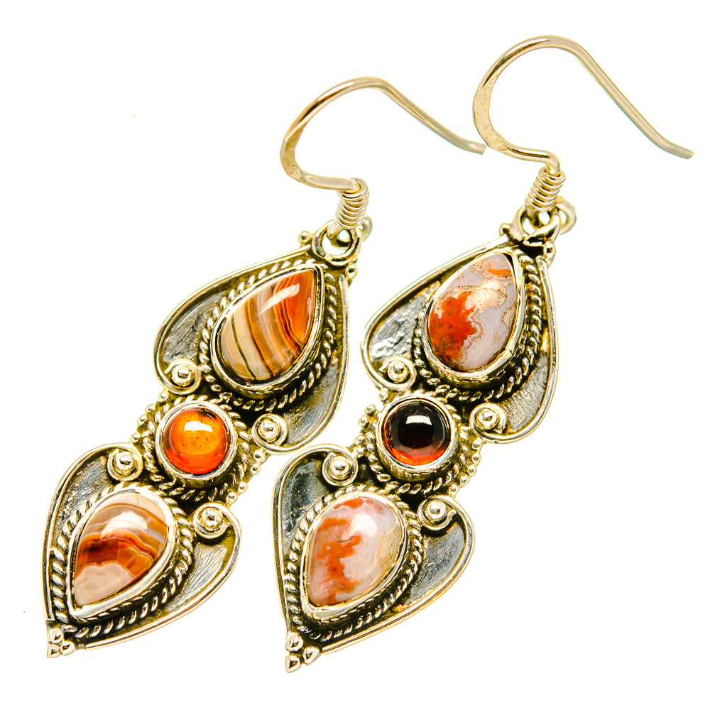 Crazy Lace Agate Earrings handcrafted by Ana Silver Co - EARR418268