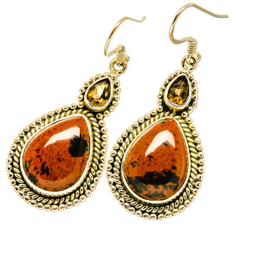 Mahogany Obsidian Earrings handcrafted by Ana Silver Co - EARR418273