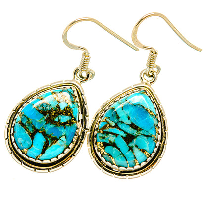 Blue Copper Composite Turquoise Earrings handcrafted by Ana Silver Co - EARR418277
