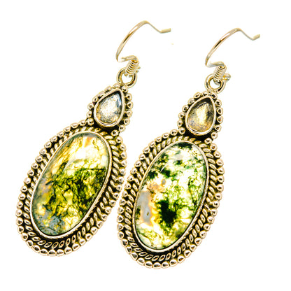 Green Moss Agate Earrings handcrafted by Ana Silver Co - EARR418279
