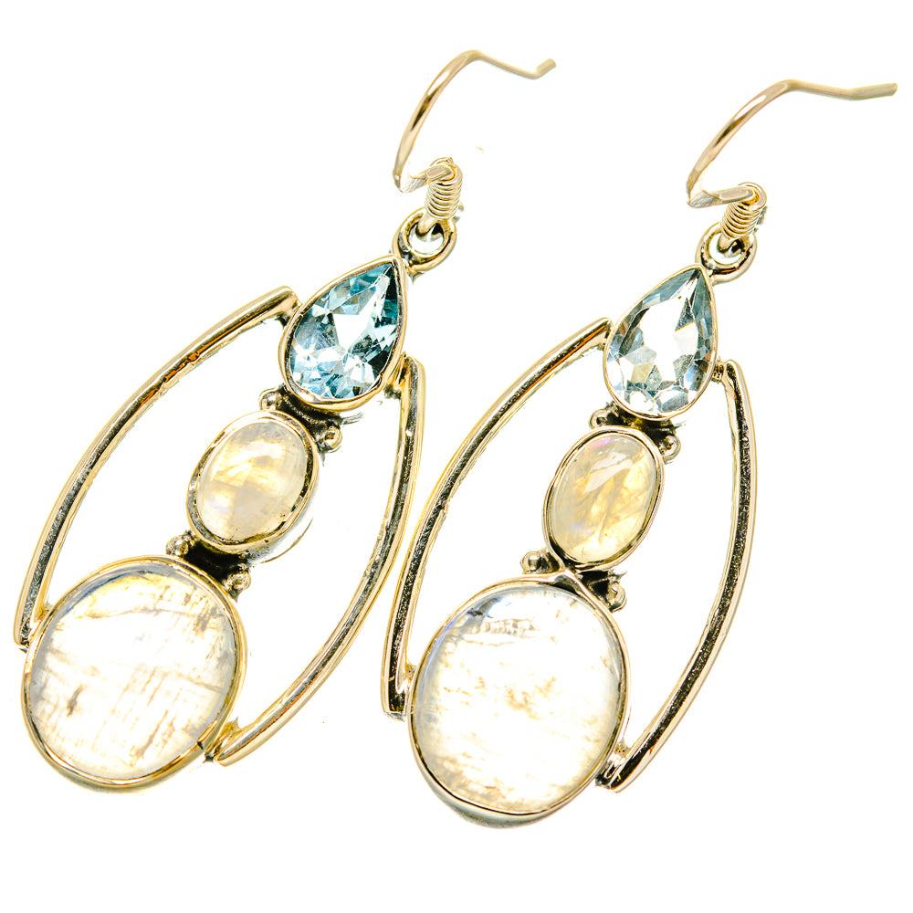 Rainbow Moonstone Earrings handcrafted by Ana Silver Co - EARR418280