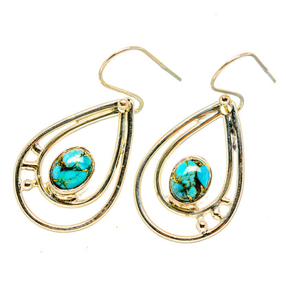 Blue Copper Composite Turquoise Earrings handcrafted by Ana Silver Co - EARR418286