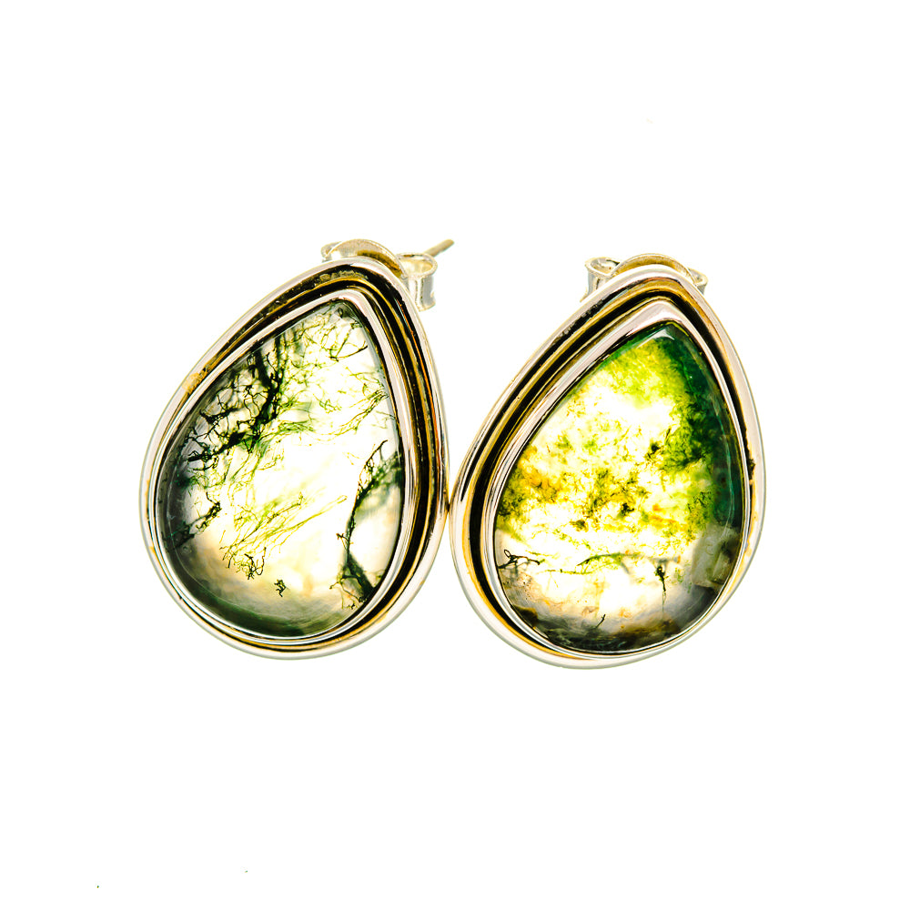 Green Moss Agate Earrings handcrafted by Ana Silver Co - EARR418290