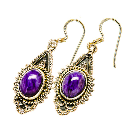 Charoite Earrings handcrafted by Ana Silver Co - EARR418297