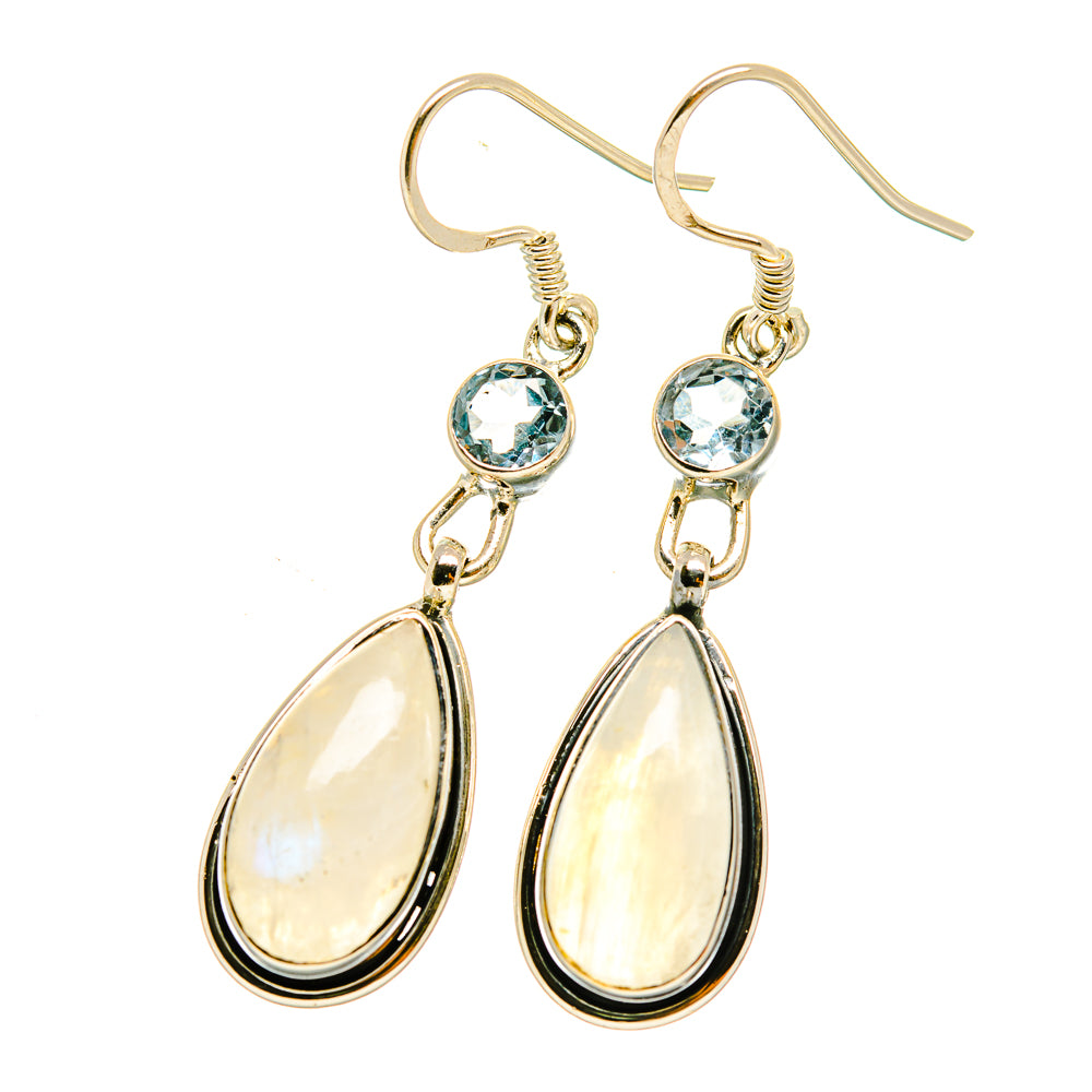 Rainbow Moonstone Earrings handcrafted by Ana Silver Co - EARR418333
