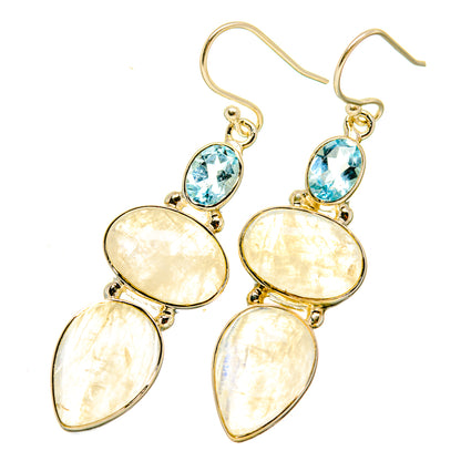 Rainbow Moonstone Earrings handcrafted by Ana Silver Co - EARR418341