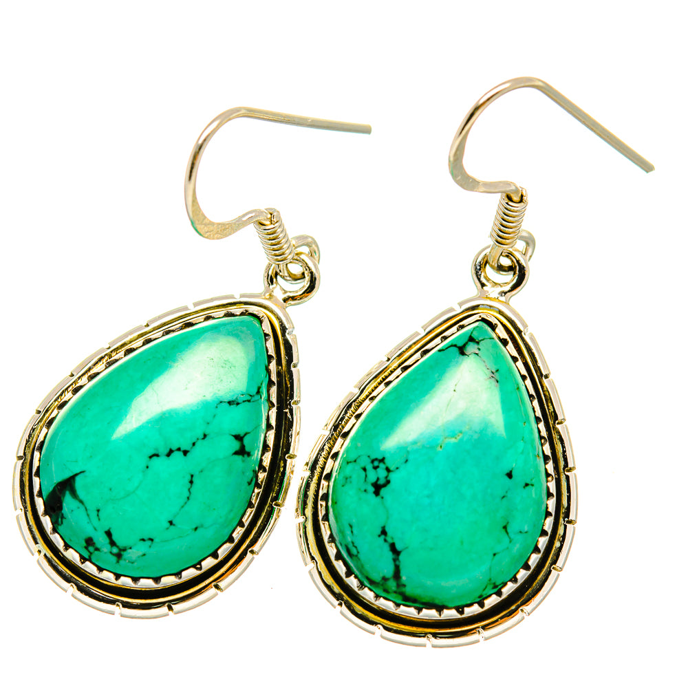 Tibetan Turquoise Earrings handcrafted by Ana Silver Co - EARR418364