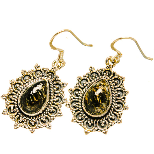 Golden Seraphinite Earrings handcrafted by Ana Silver Co - EARR418398