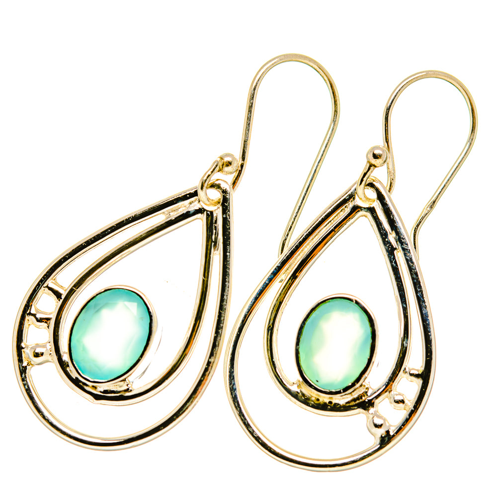 Aqua Chalcedony Earrings handcrafted by Ana Silver Co - EARR418408