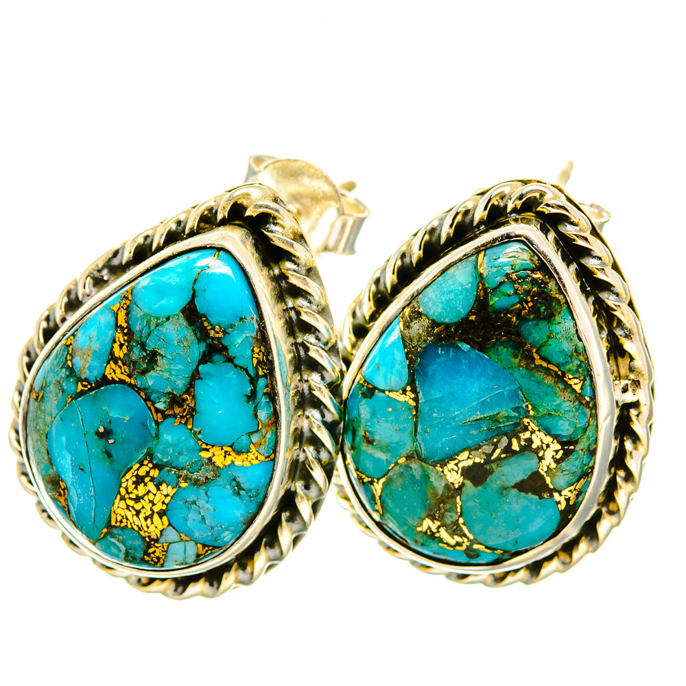 Blue Copper Composite Turquoise Earrings handcrafted by Ana Silver Co - EARR418418