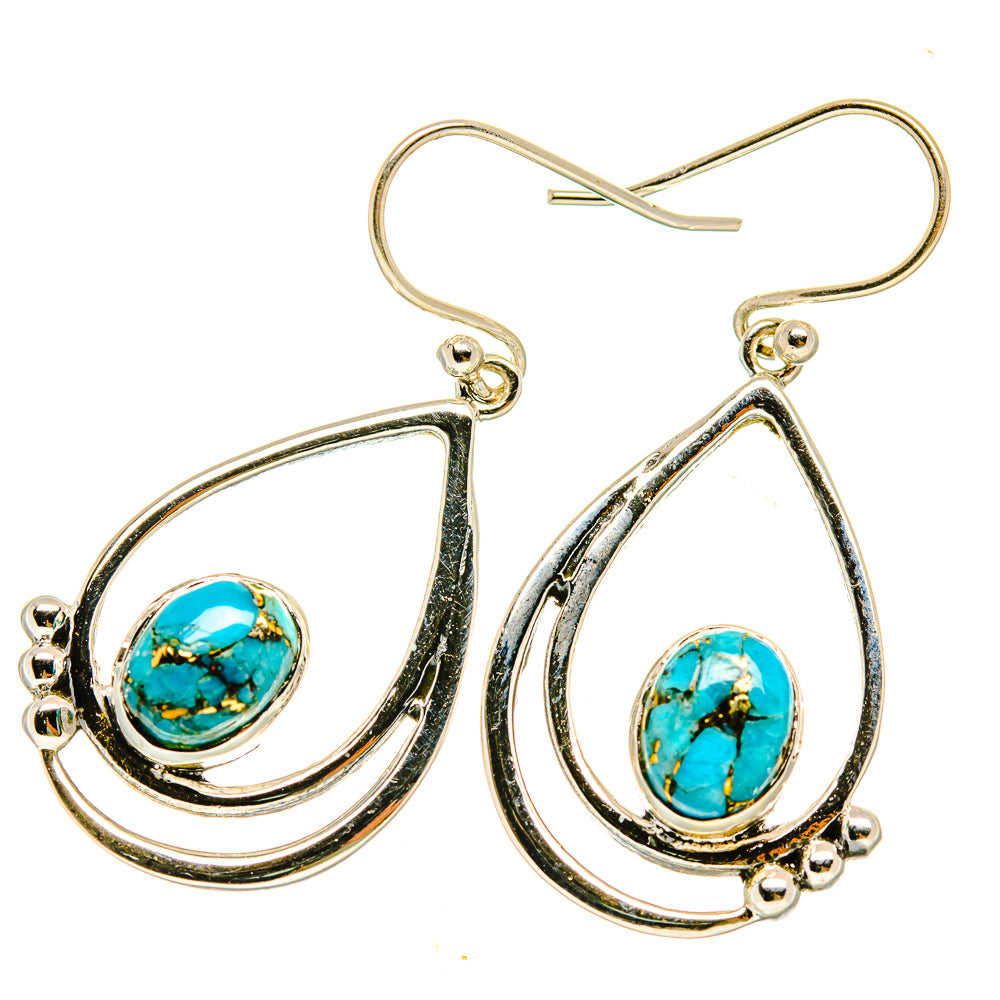 Blue Copper Composite Turquoise Earrings handcrafted by Ana Silver Co - EARR418438