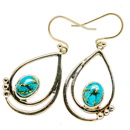 Blue Copper Composite Turquoise Earrings handcrafted by Ana Silver Co - EARR418438