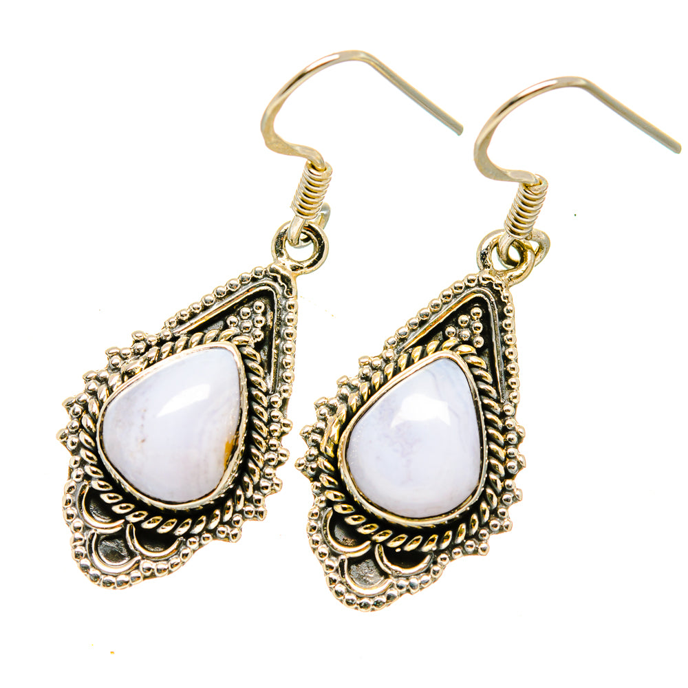 Blue Lace Agate Earrings handcrafted by Ana Silver Co - EARR418446