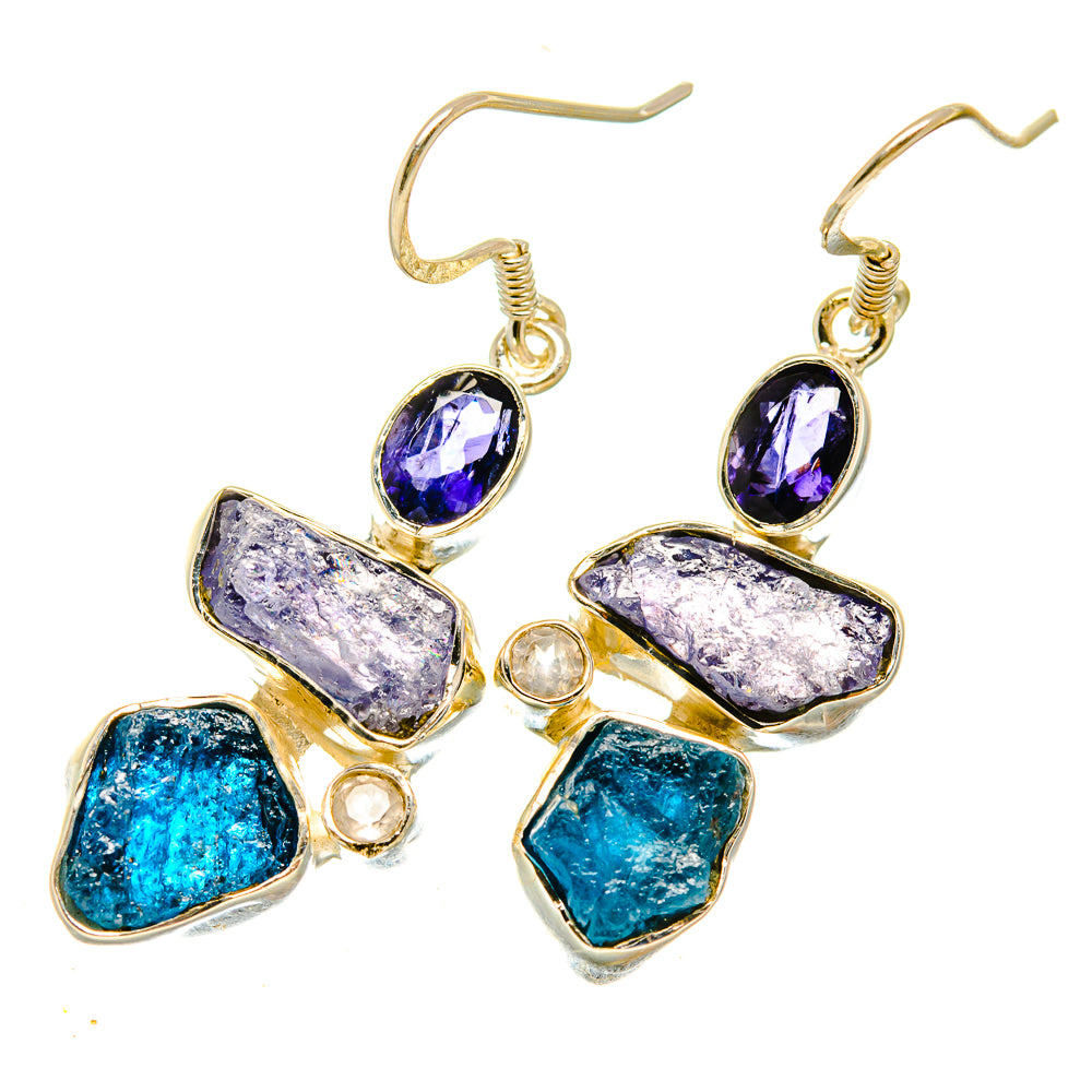 Blue Fluorite Earrings handcrafted by Ana Silver Co - EARR418471