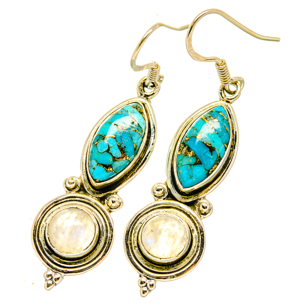 Blue Copper Composite Turquoise Earrings handcrafted by Ana Silver Co - EARR418476