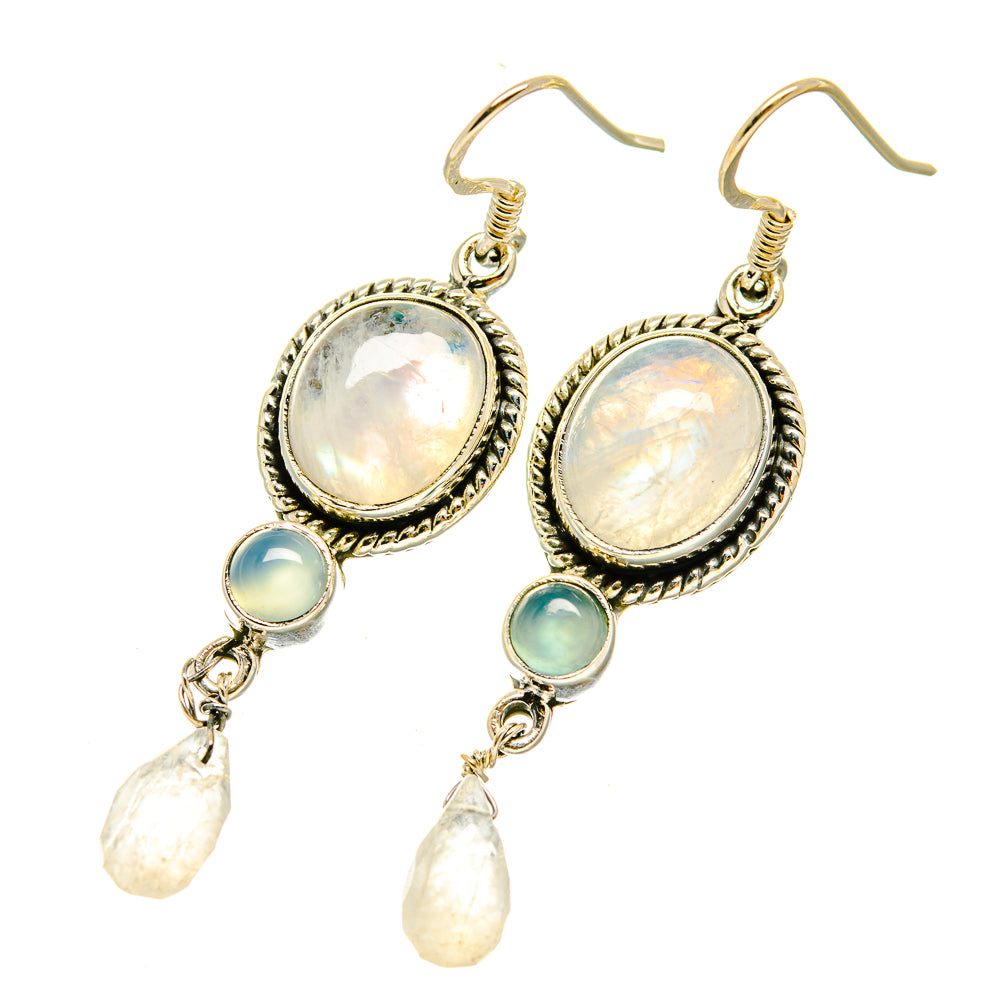 Rainbow Moonstone Earrings handcrafted by Ana Silver Co - EARR418486