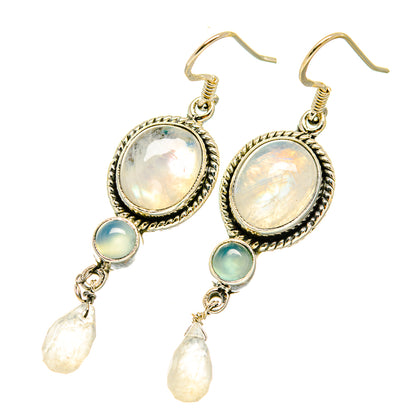 Rainbow Moonstone Earrings handcrafted by Ana Silver Co - EARR418486