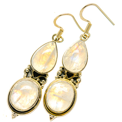 Rainbow Moonstone Earrings handcrafted by Ana Silver Co - EARR418494