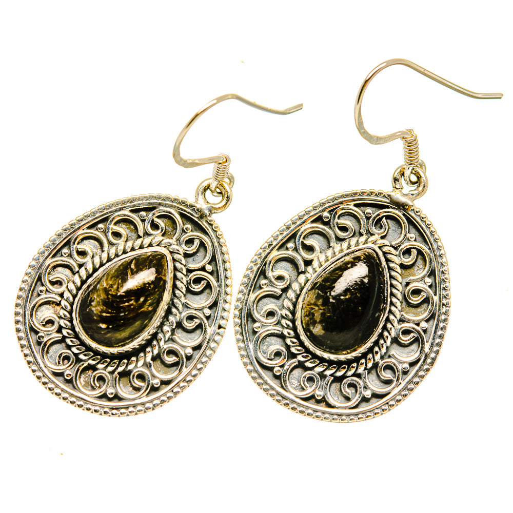 Golden Seraphinite Earrings handcrafted by Ana Silver Co - EARR418495