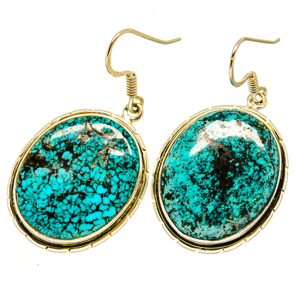 Tibetan Turquoise Earrings handcrafted by Ana Silver Co - EARR418496