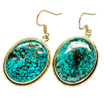 Tibetan Turquoise Earrings handcrafted by Ana Silver Co - EARR418496