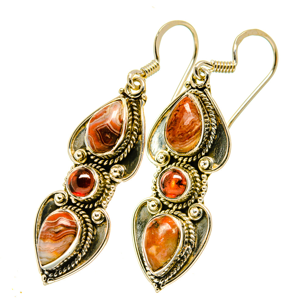 Crazy Lace Agate Earrings handcrafted by Ana Silver Co - EARR418498