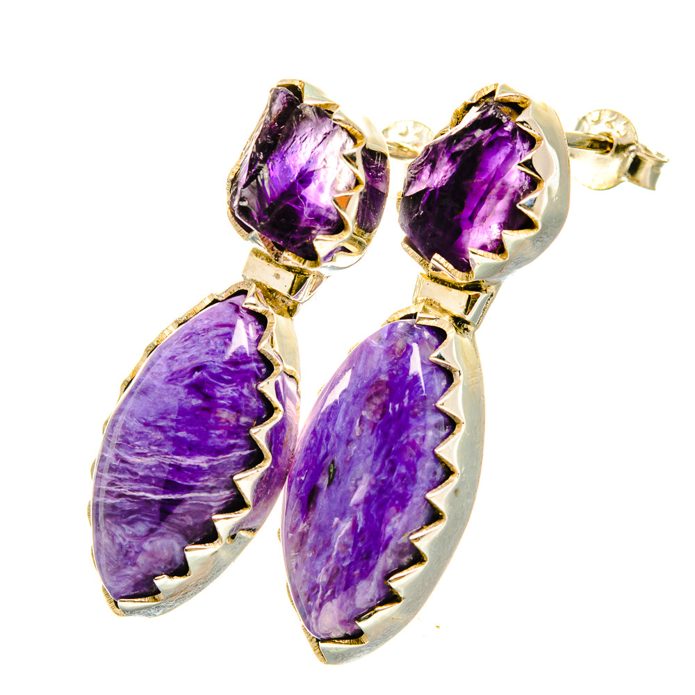 Charoite Earrings handcrafted by Ana Silver Co - EARR418523