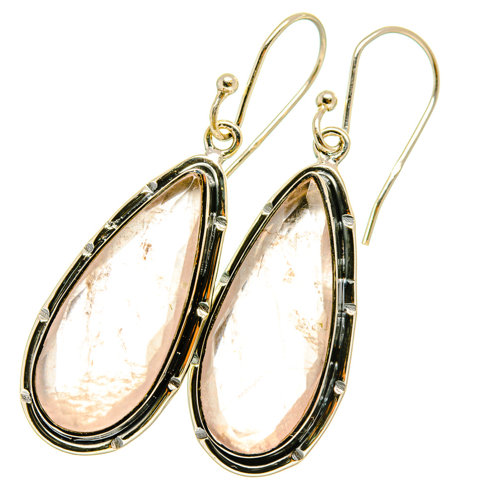 Rose quartz teardrop earrings in 925 sterling silver, glossy pink teardrop stones