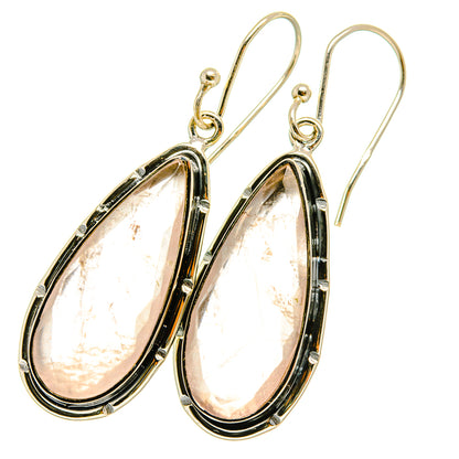 Rose quartz teardrop earrings in 925 sterling silver, glossy pink teardrop stones