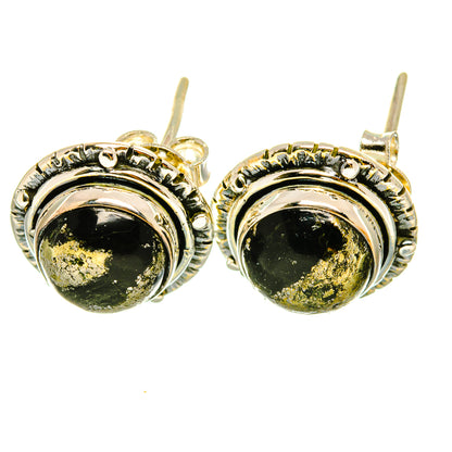 Pyrite In Black Onyx Earrings handcrafted by Ana Silver Co - EARR418543