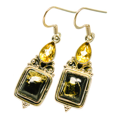 Pyrite In Black Onyx Earrings handcrafted by Ana Silver Co - EARR418557