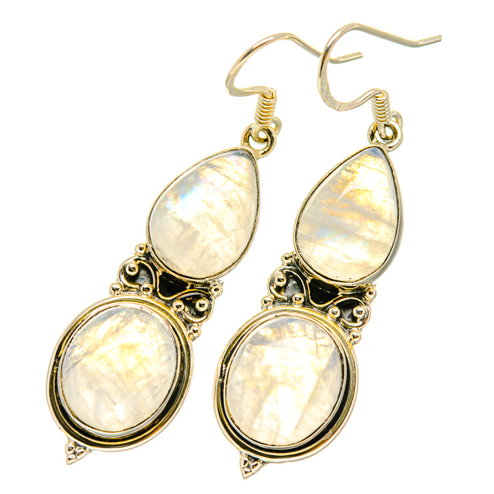Rainbow Moonstone Earrings handcrafted by Ana Silver Co - EARR418565