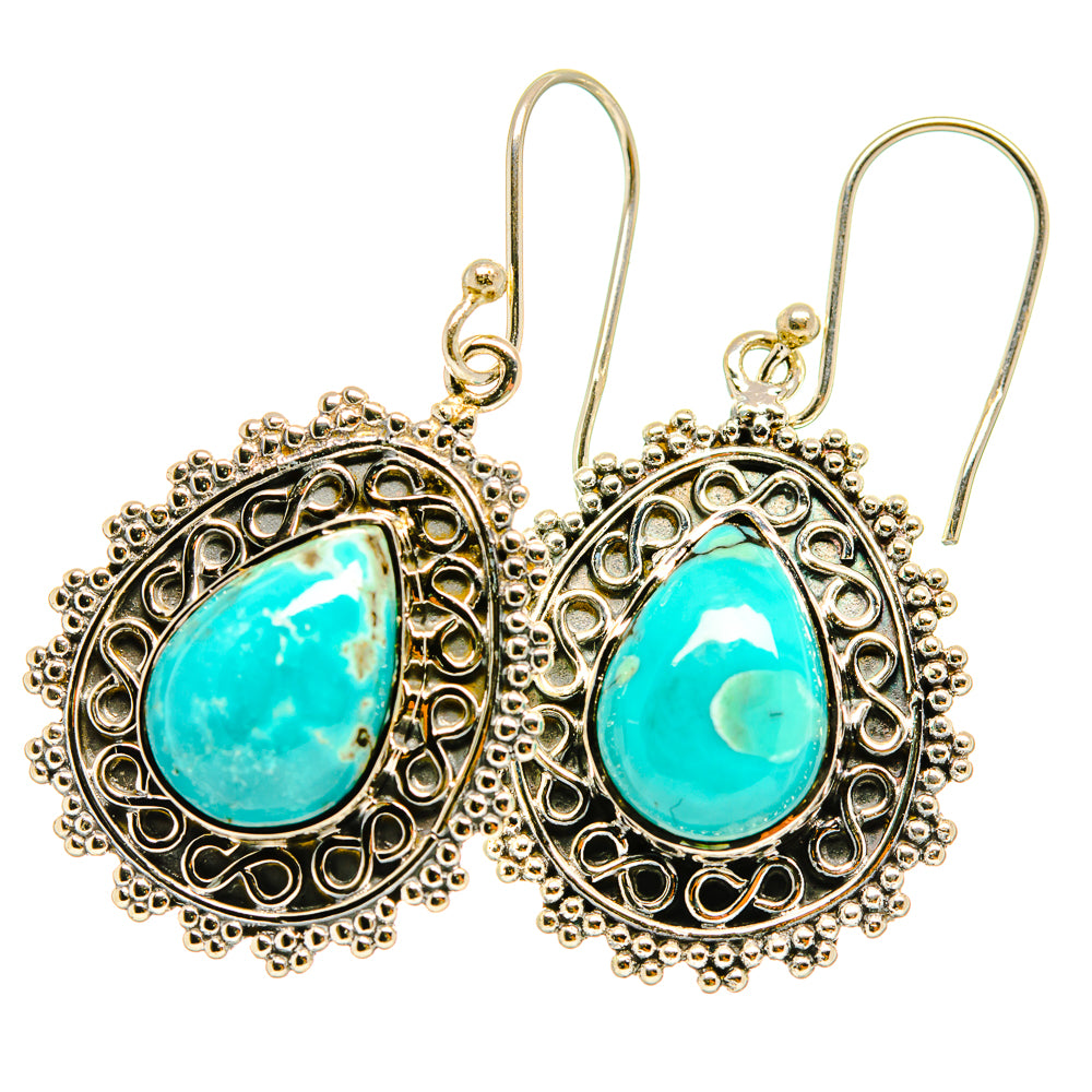 Tibetan Turquoise Earrings handcrafted by Ana Silver Co - EARR418566